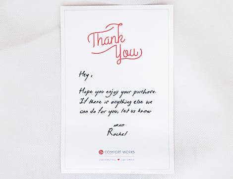 thank you card Comfort Works