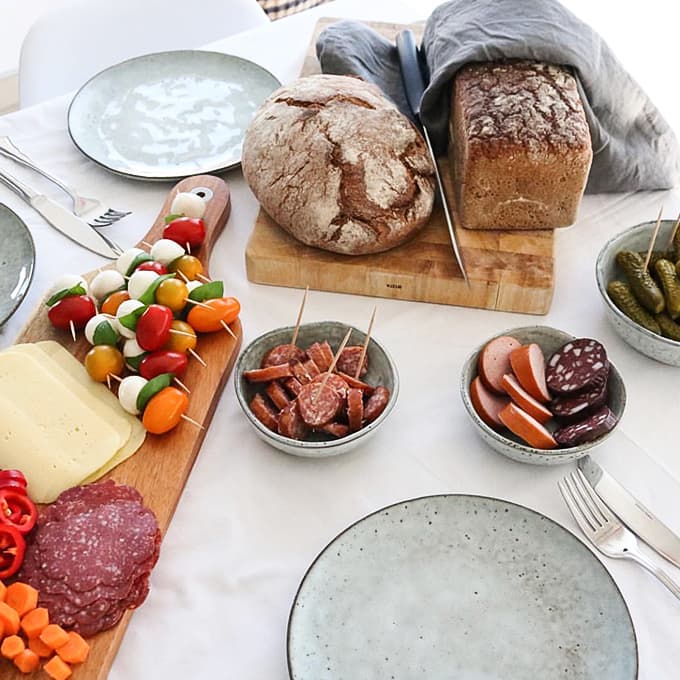 food on dining table