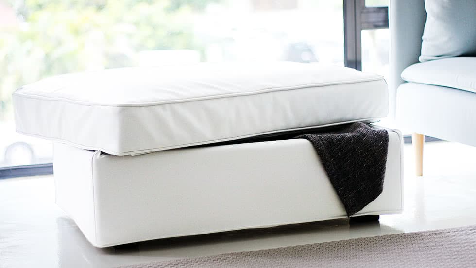 IKEA Kivik Hocker Bezug in Modena White Weißes Leder