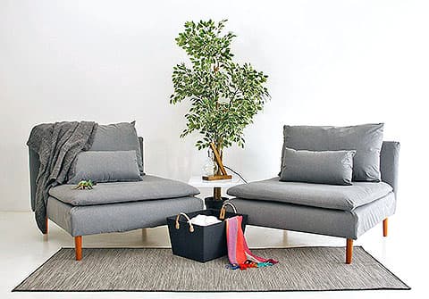 Woollen Shire Coal sofa covers on a Soderhamn 1 seat section by Comfort Works