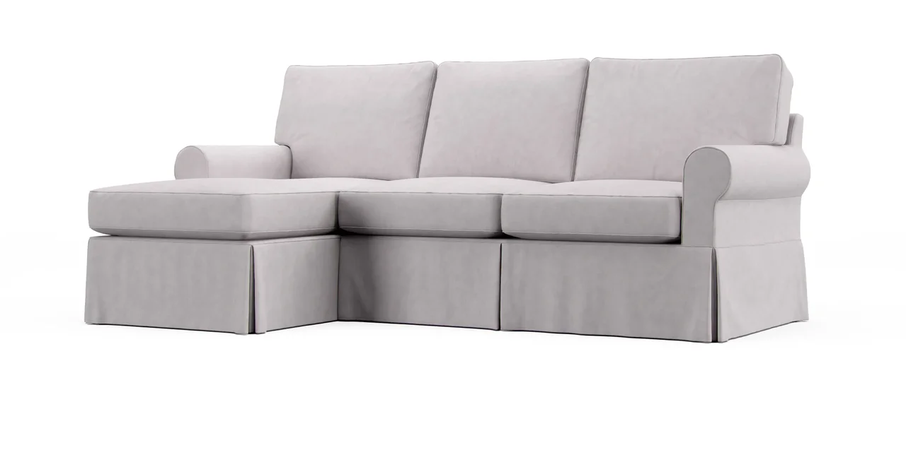 Baldwin 2-Piece Left/Right-Arm Chaise Sectional Slipcover - Everyday Weave Pebble