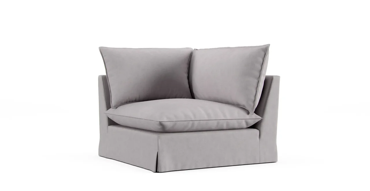 Unwind Corner Chair Slipcover - Everyday Weave Pebble