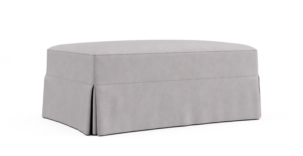 Willow Modern Ottoman and a Half Slipcover - Everyday Weave Pebble