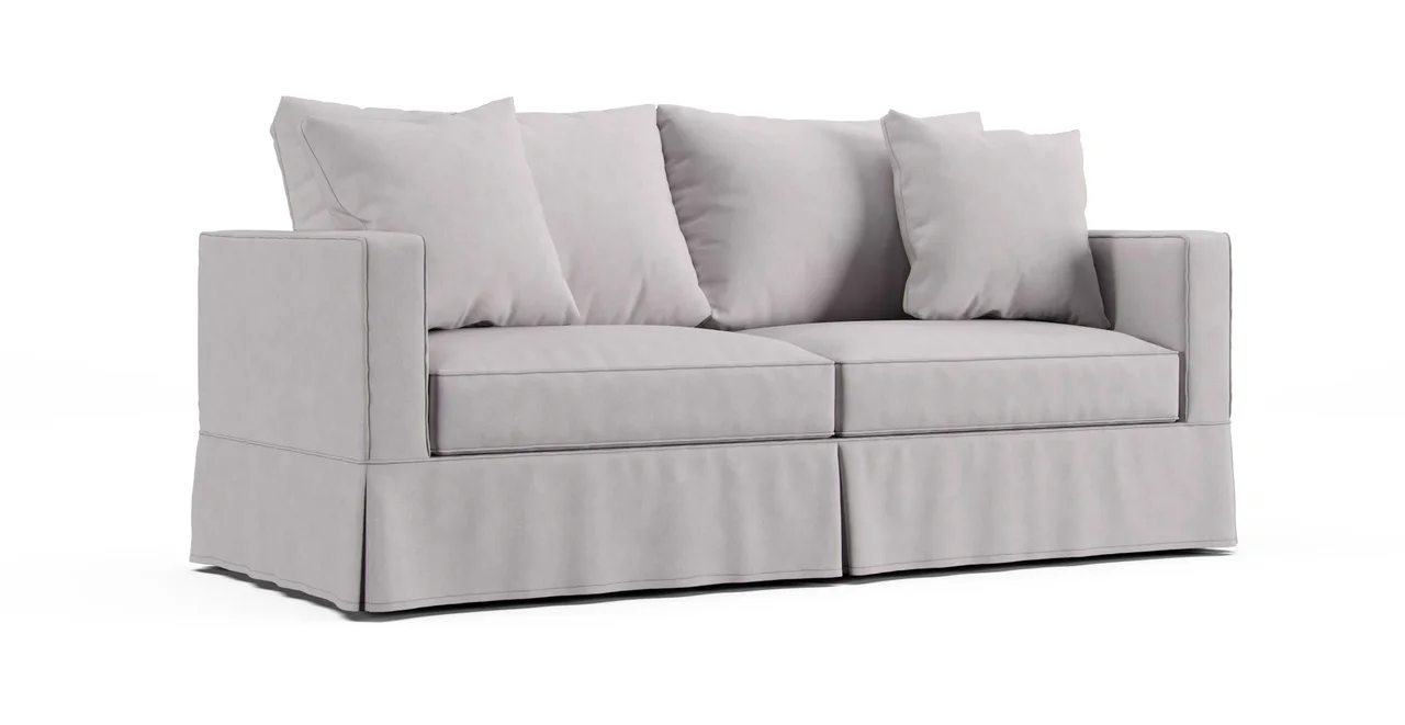 Willow Modern Queen Sleeper Sofa Slipcover - Everyday Weave Pebble