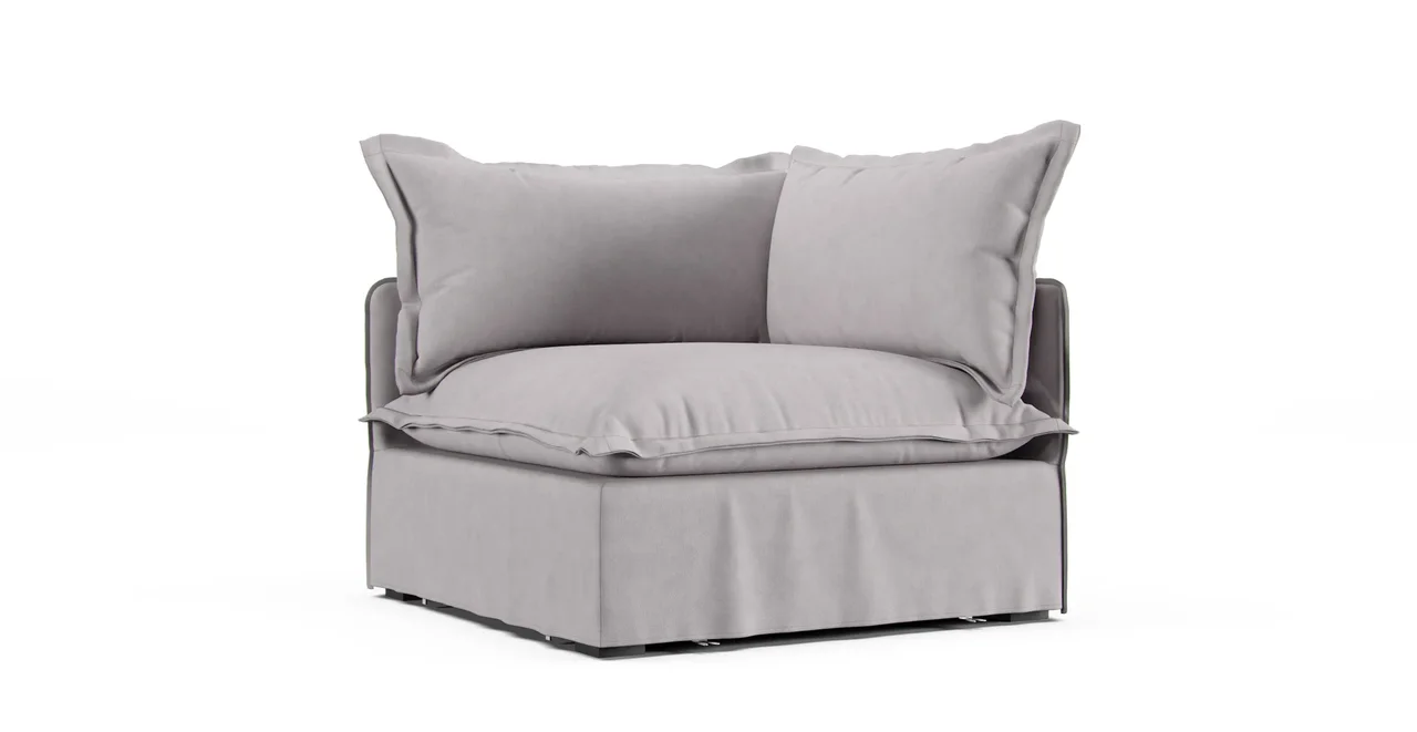 Lumis Corner Chair Slipcover - Everyday Weave Pebble
