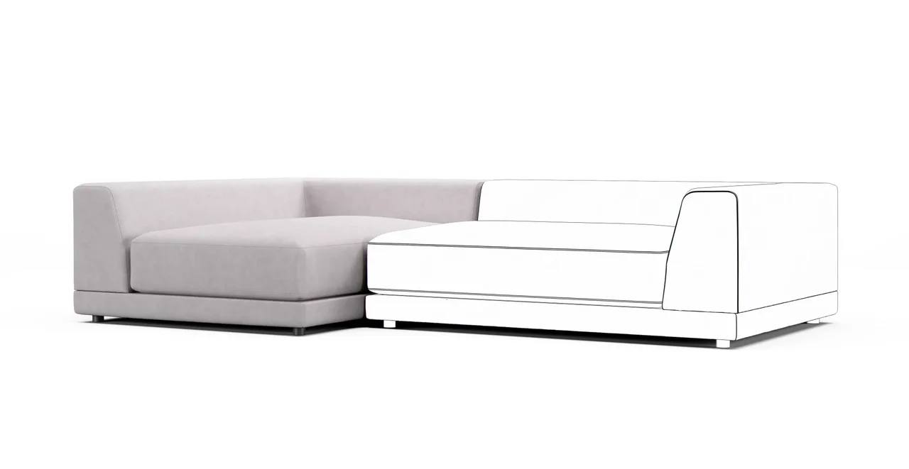 Uno Chaise Cover - Everyday Weave Pebble