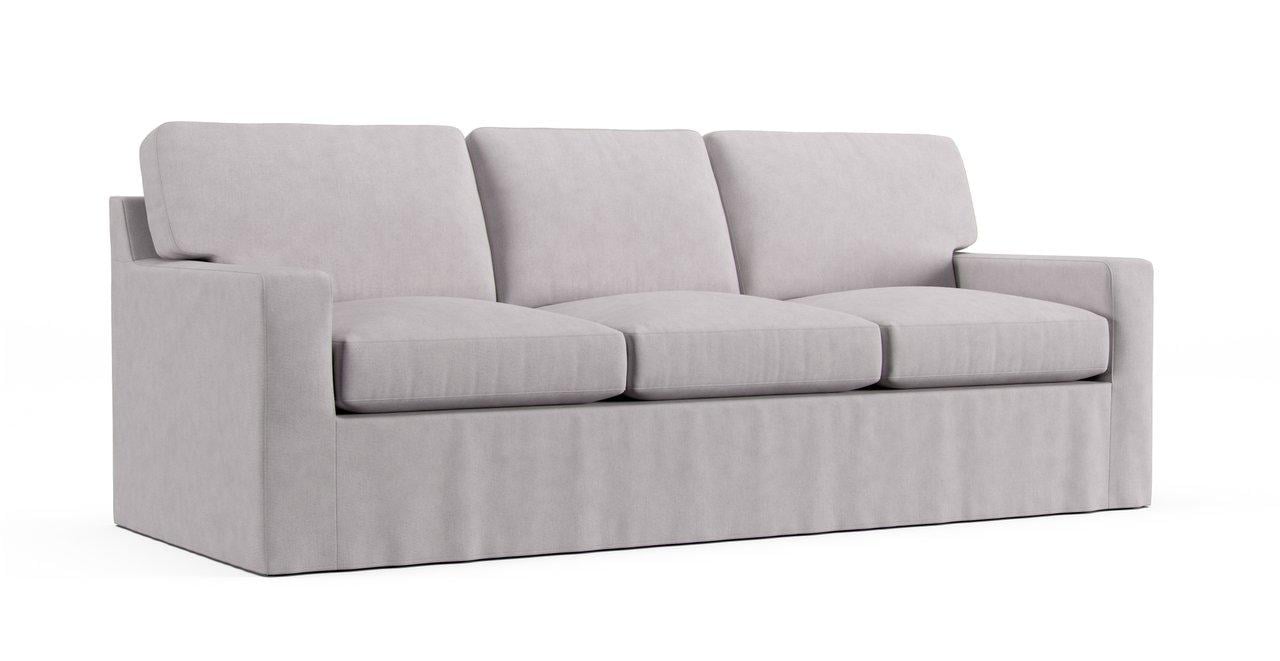 [PRE-ORDER ONLY] Boxed Seat Long Skirt Square Arm Sofa Slipcover - Everyday Weave Pebble