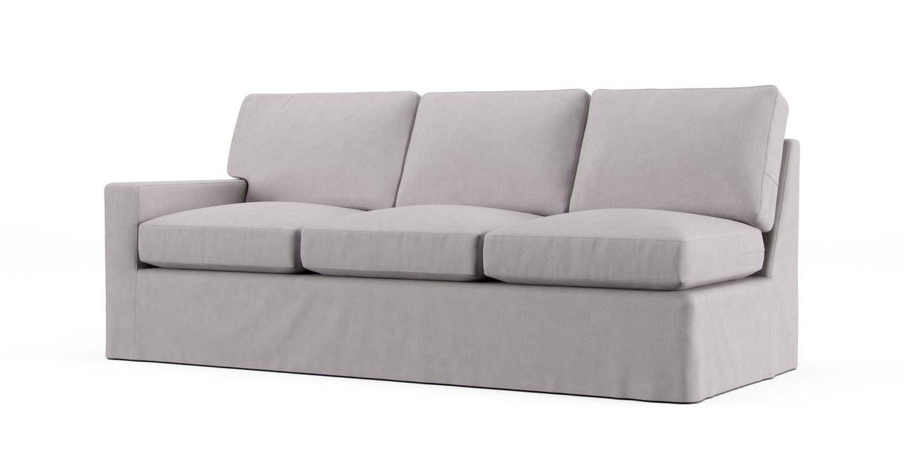 Maßanfertigung Bezug 3er-Sofa mit eckiger Armlehne links und boxförmigen Kissen - Everyday Weave Pebble