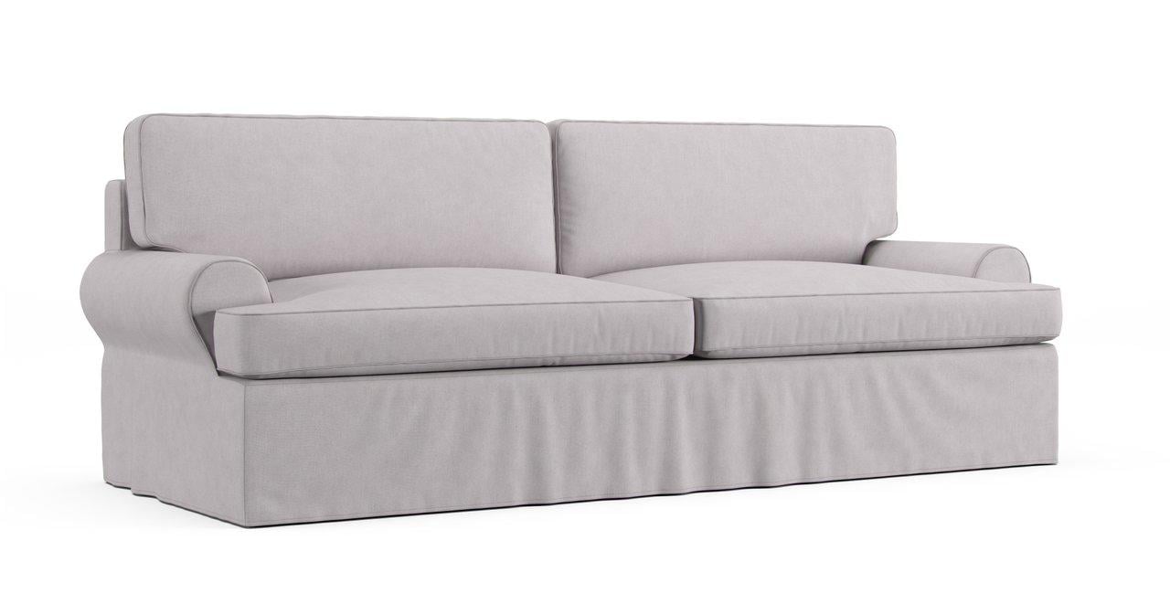 [PRE-ORDER ONLY] L-seats Long Skirt Round Arm Sofa Slipcover - Everyday Weave Pebble