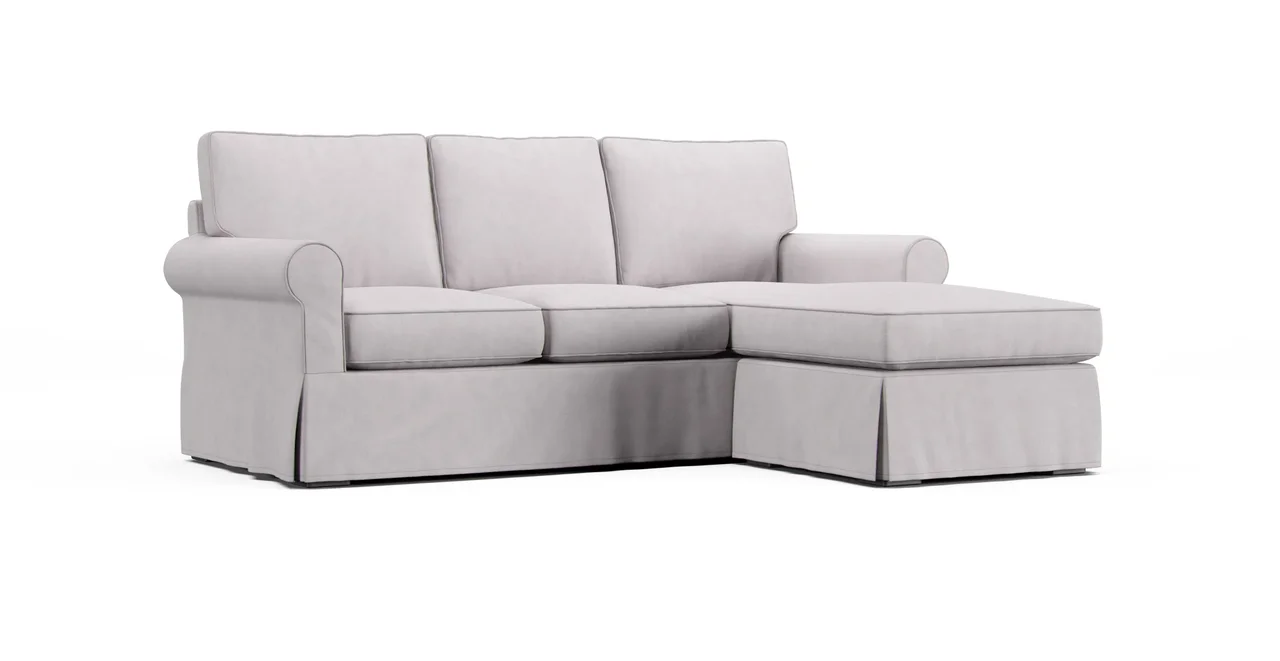Buchanan Roll Arm Reversible Chaise Sectional Slipcover - Everyday Weave Pebble