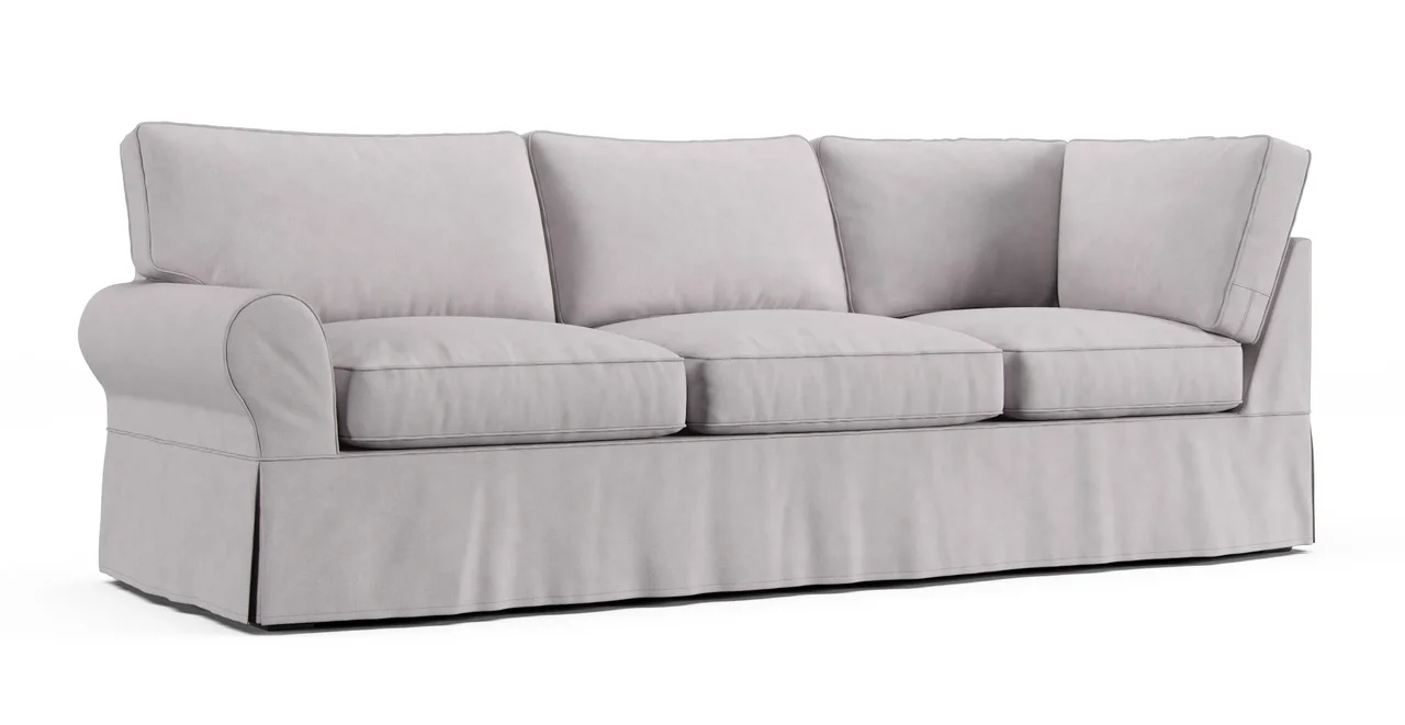 PB Basic Left/Right Arm Return Sofa Slipcover - Everyday Weave Pebble