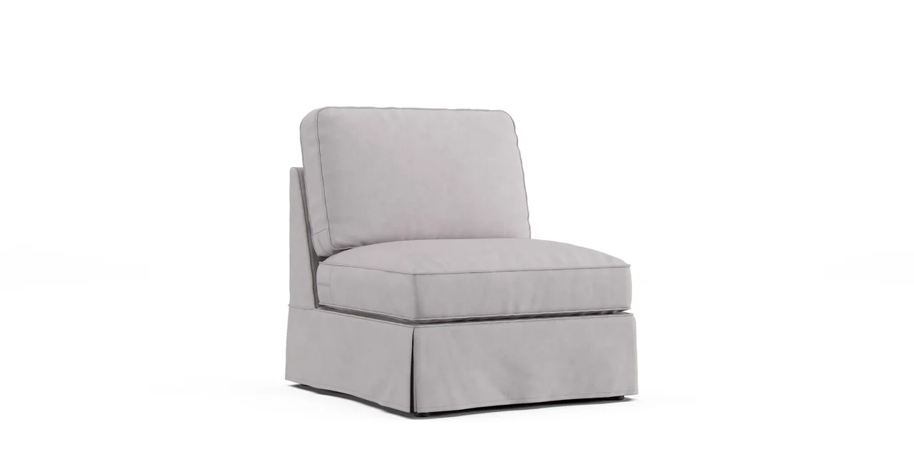 PB Basic Armless Chair Slipcover - Everyday Weave Pebble