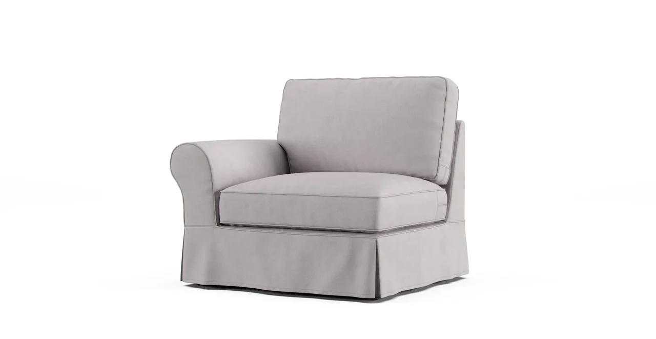 PB Basic Left/Right Armchair Slipcover - Everyday Weave Pebble