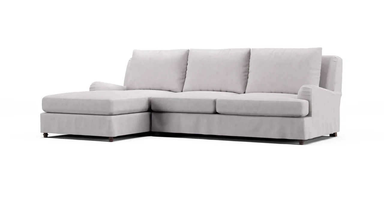 Carlisle 100" Chaise Sectional Slipcover - Everyday Weave Pebble