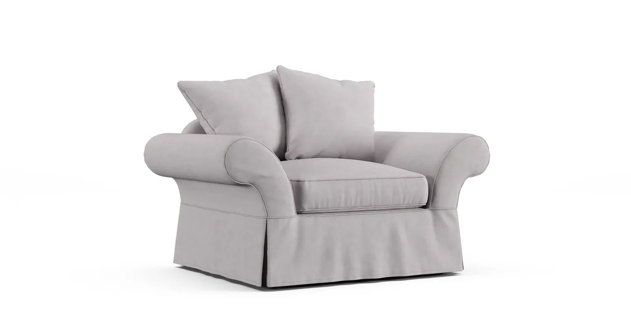 PB Charleston Chair-and-a-Half Slipcover - Everyday Weave Pebble