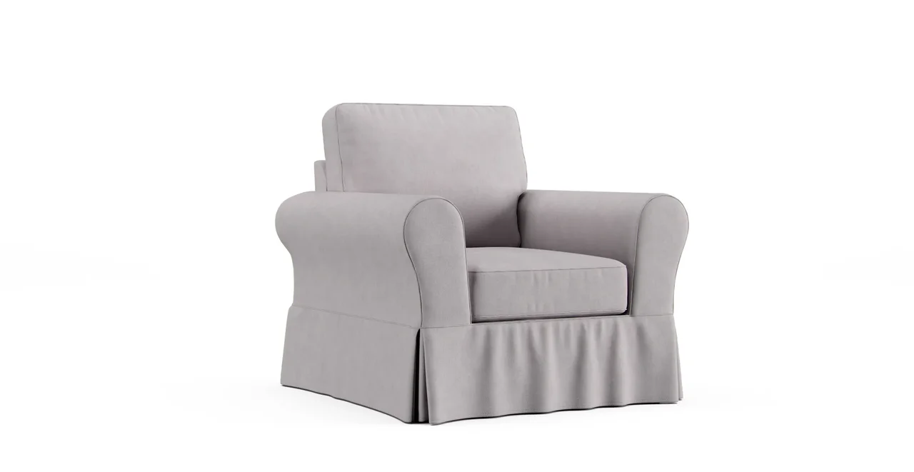 PB Comfort Roll Arm Armchair Slipcover - Everyday Weave Pebble