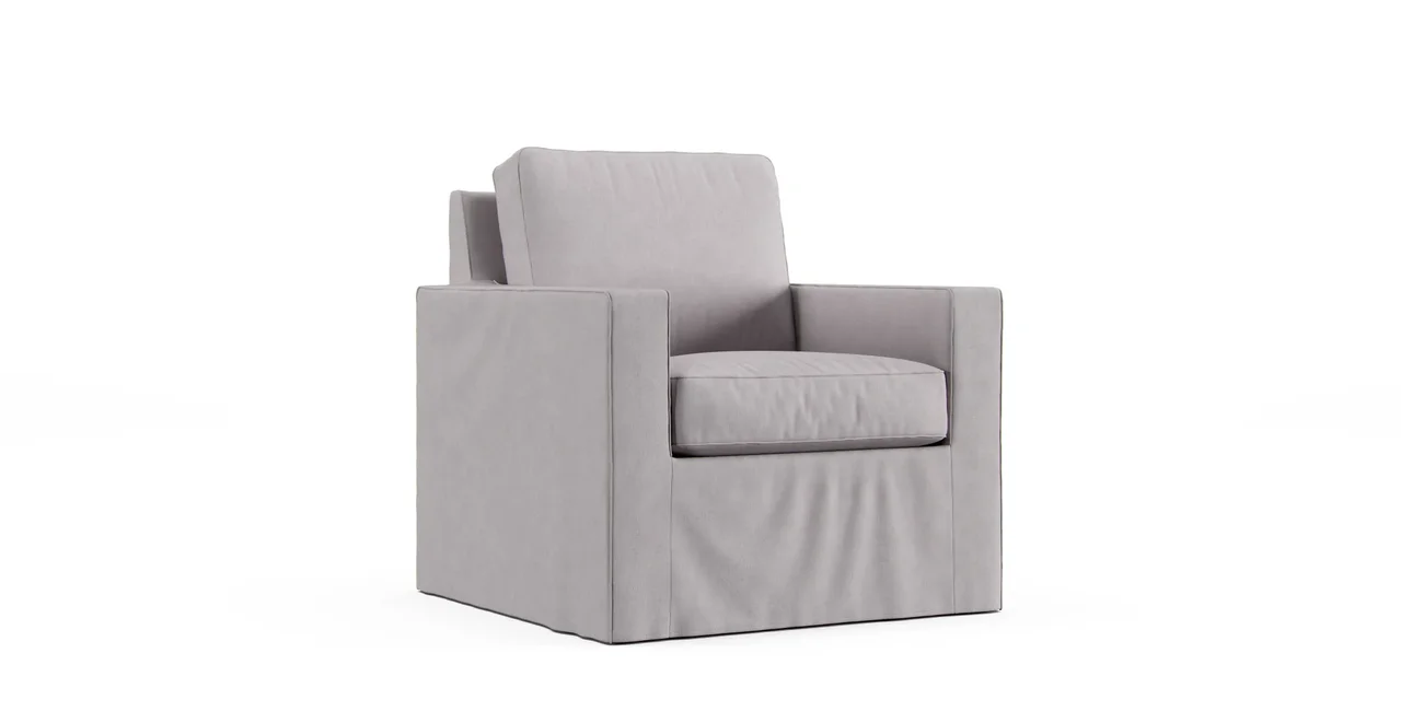 Cameron Square Arm Chair Slipcover - Everyday Weave Pebble