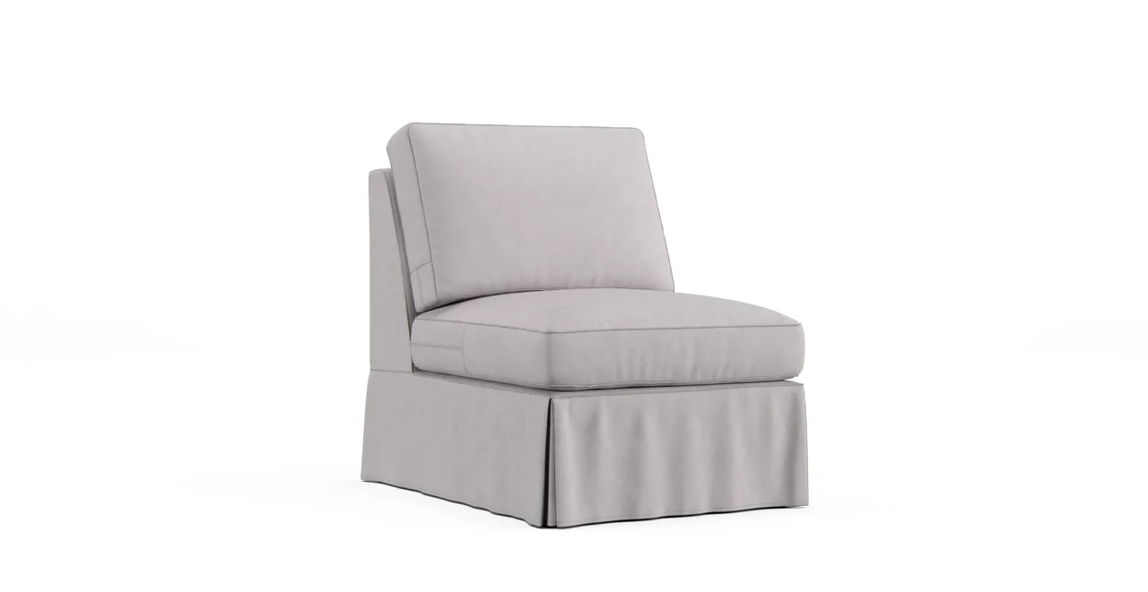 PB Comfort Square Arm Armless Chair Slipcover - Everyday Weave Pebble
