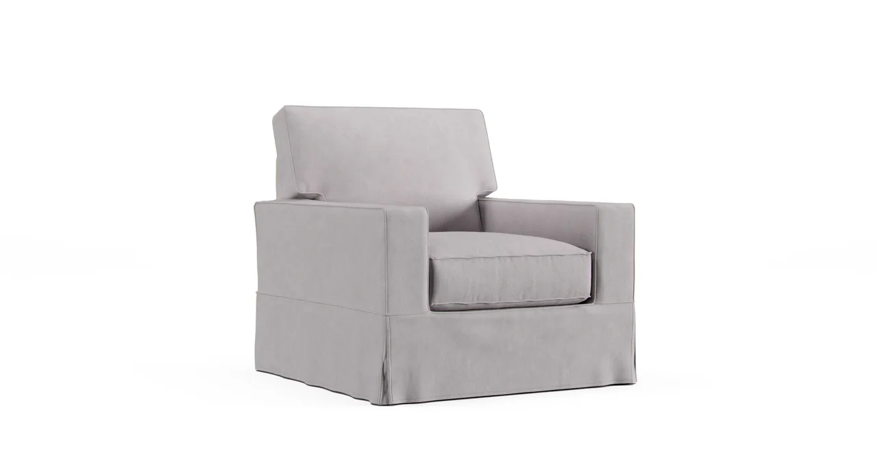 PB Comfort Square Arm Armchair Slipcover - Everyday Weave Pebble