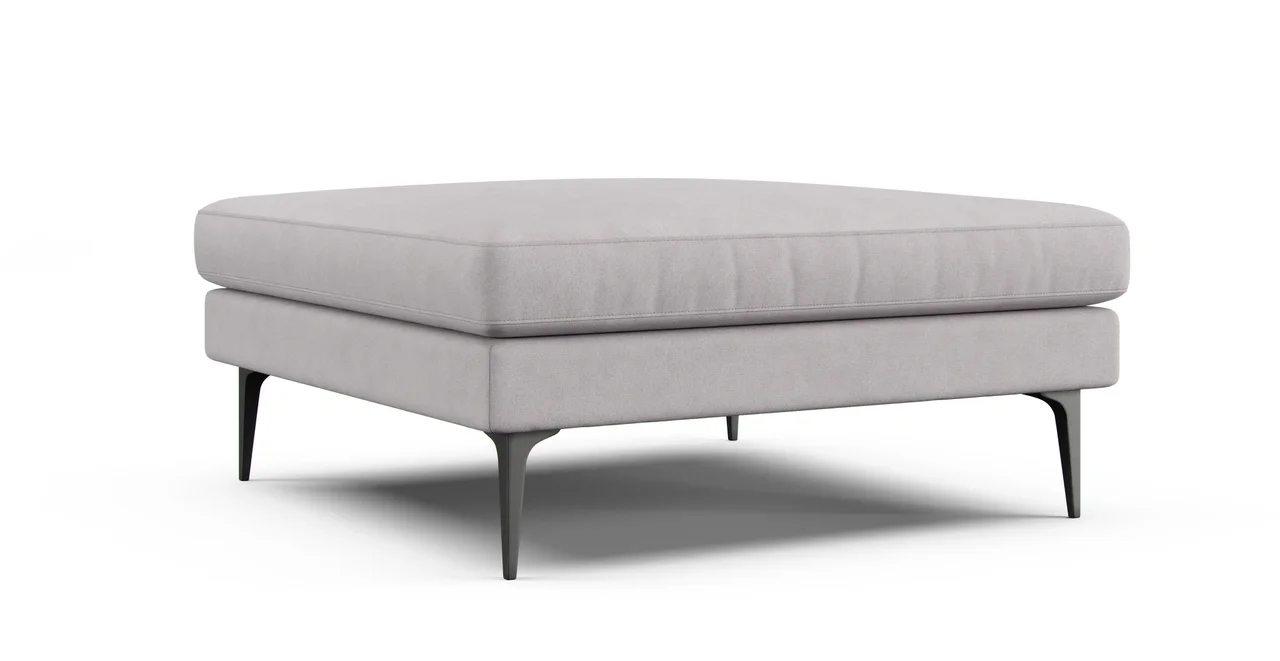 Andes Ottoman Slipcover - Everyday Weave Pebble